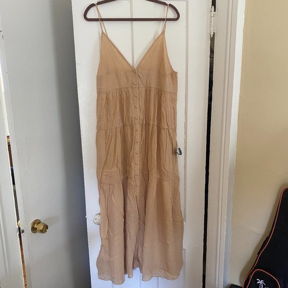 All Sunny Days Tan Tiered Button-Front Maxi Dress - Picture 2 of 7